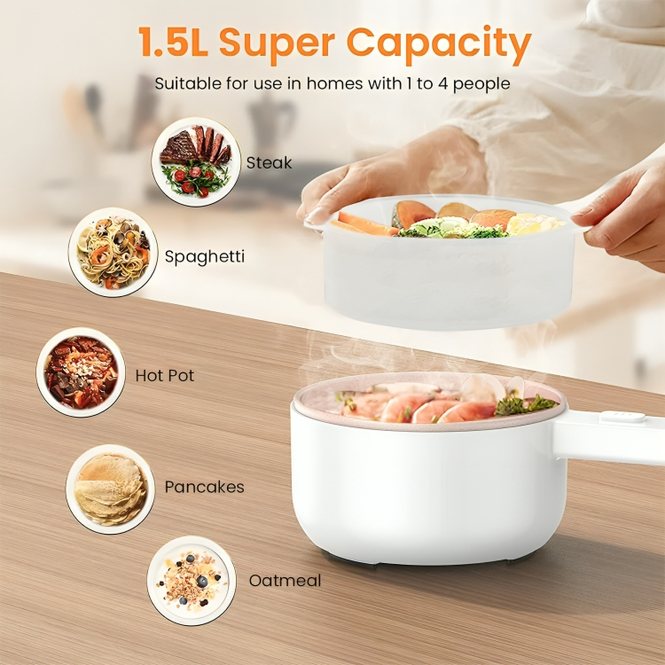 Electric Cooking Pot with Lid & Steamer 1.5L