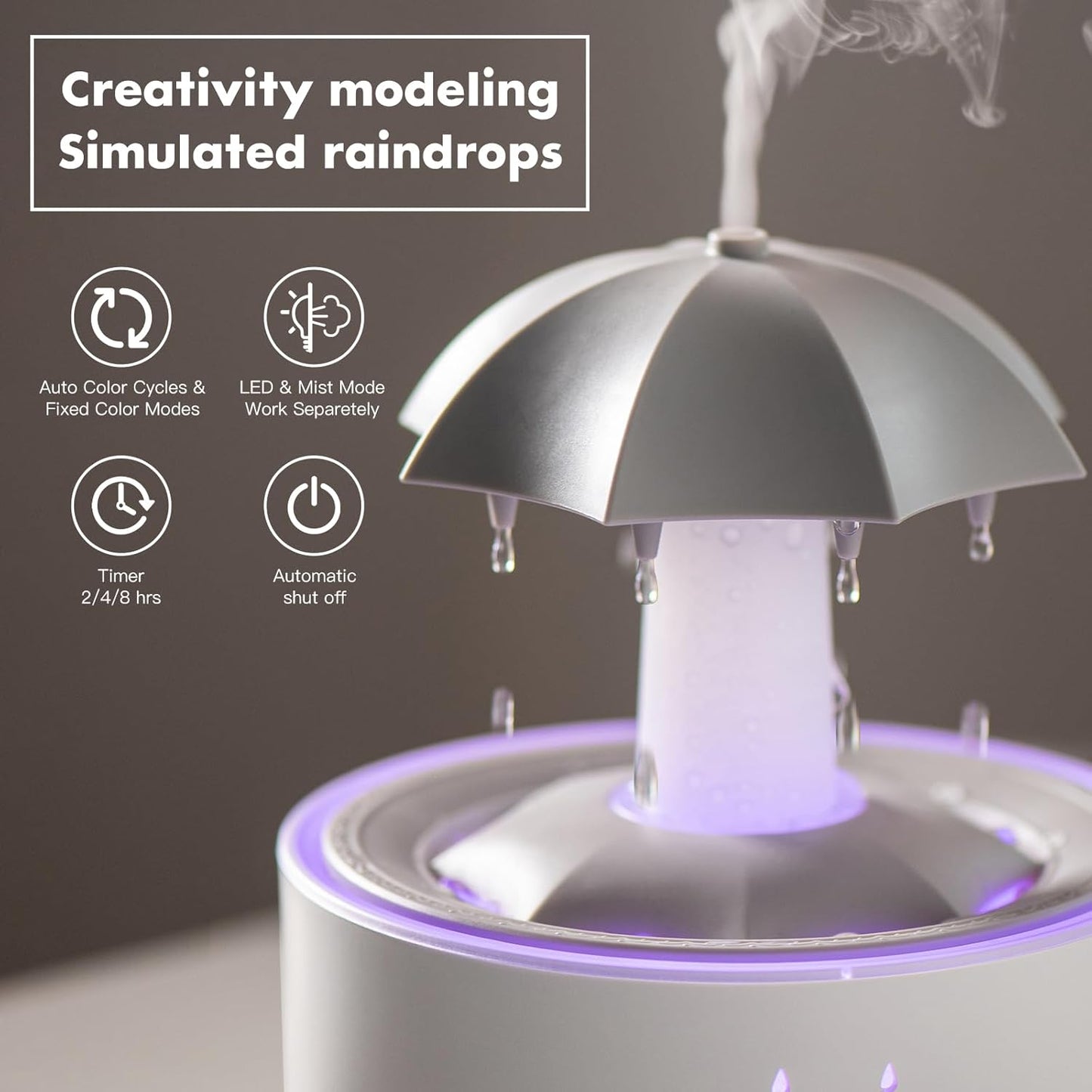 Rain Umbrella Humidifier UAE - Relaxing Rain Sounds & 7 Colors LED Diffuser