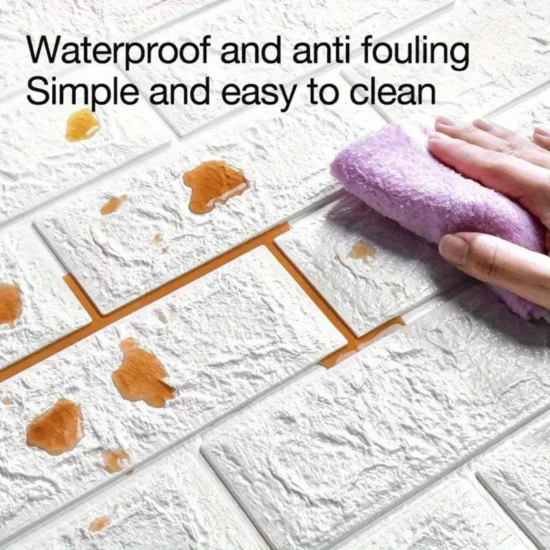 Water and Moisture Proof Anti Collision Self Adhesive White Brick Vinyl Tile Wallpaper Stickers For Home Decor