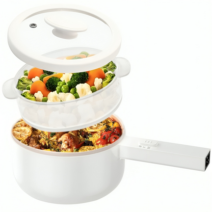 Electric Cooking Pot with Lid & Steamer 1.5L