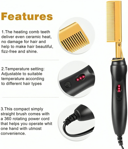 Hot Comb, Electric Hot Comb Hair Straightener for Wigs
