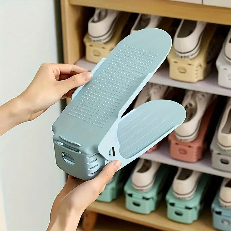(Pack of 2) Foldable Double Layer Shoes Organizer Storage Rack for Closet Home and Outdoor Use