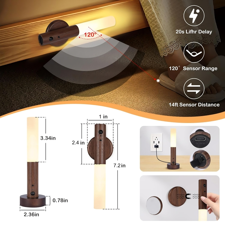Motion Sensor Night Light 3 Colors, USB Powered