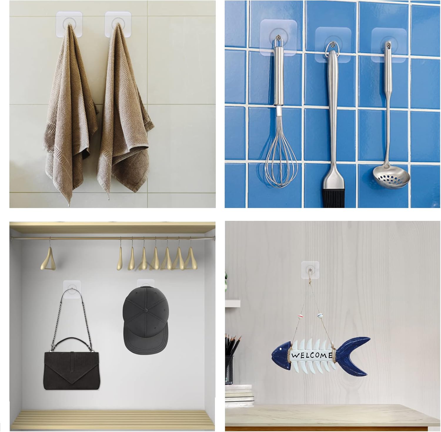 Strong Punch Free Self Adhesive Wall Screw Rod Hooks and Nail Mounting Hang Kit