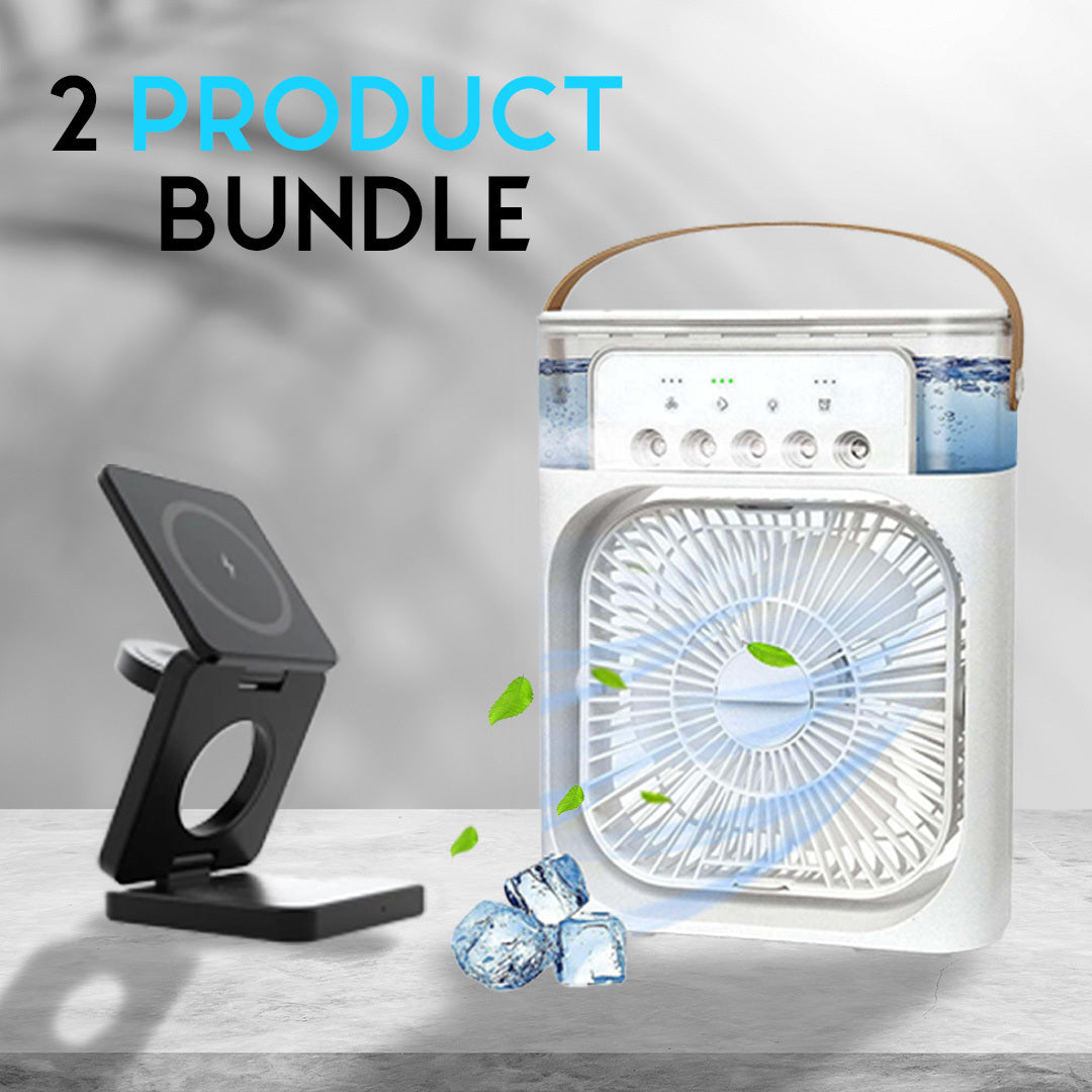 2-in-1 Bundle 3-in-1 Wireless Charger + Portable Air Cooler Fan