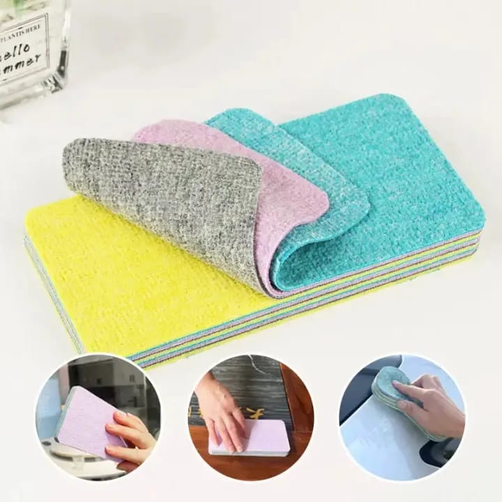 Set Of 3 Cartoon Compressed Kitchen Sponge – Double Sided Dish & Pot Cleaning Wipe