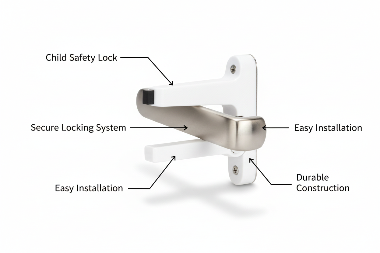 Door Handle Safety Lock – Child Proof Lever Lock | No Drill Door Lock