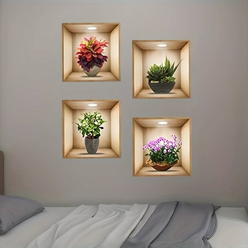 Removable 3D Self Adhesive Visual Bedroom Entryway Living Room Porch Home Decoration Lighting Wall Decals Stickers