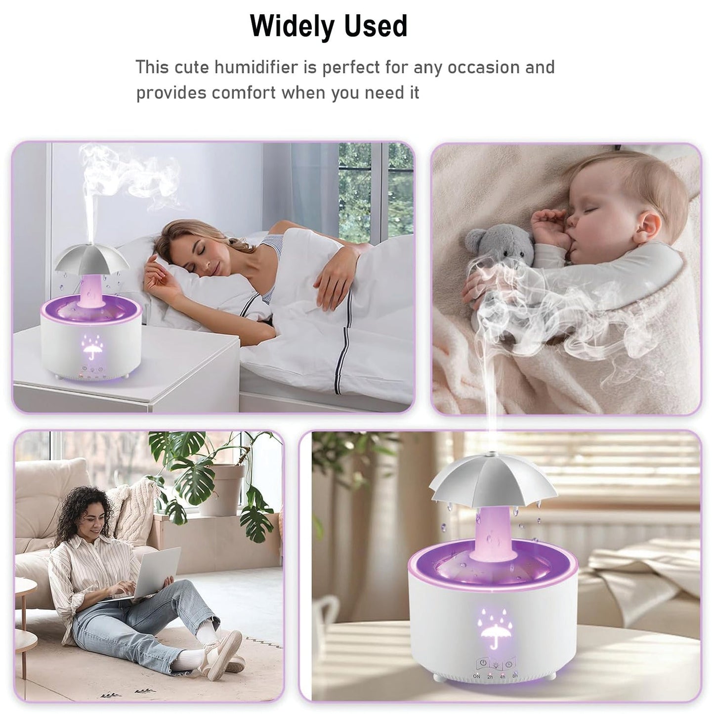 Rain Umbrella Humidifier UAE - Relaxing Rain Sounds & 7 Colors LED Diffuser