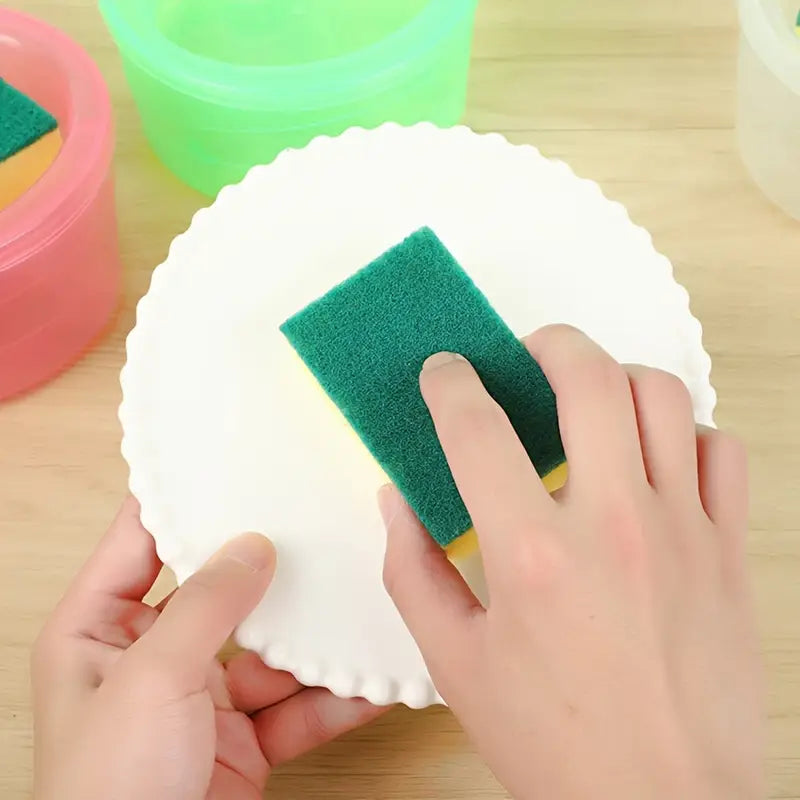 2 in 1 Soap Dispenser And Scrubber Holder With Sponge Cady For Home and Outdoor Use