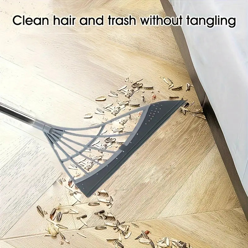 Plastic Silicone Wiper Broom Durable Floor and Glass Home Cleaning Tool with Long Handle