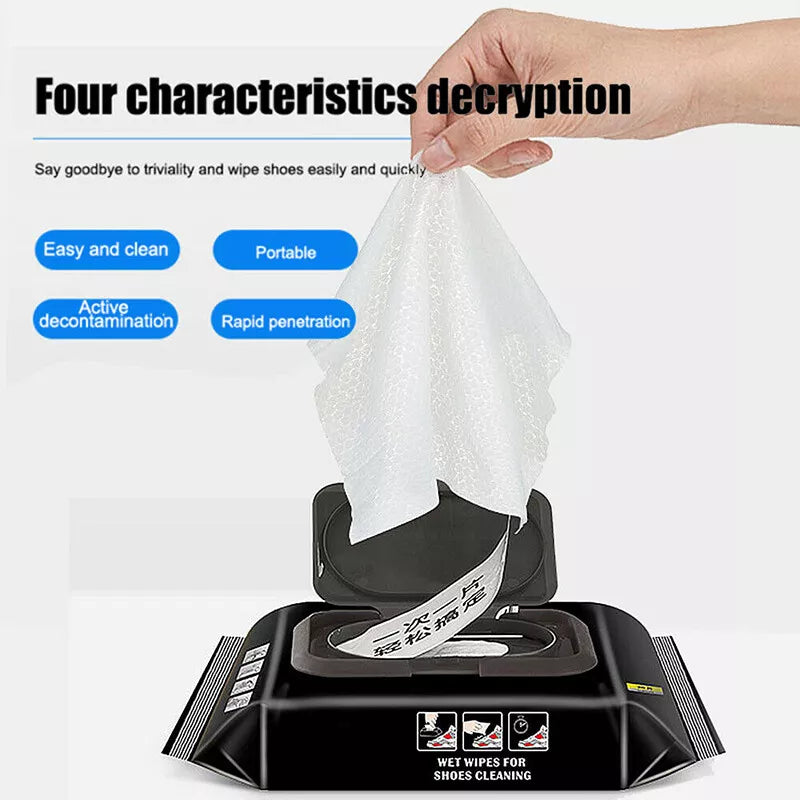 (Pack of 2) Disposable Shoe Cleaning Wet Wipes For Quick Shine